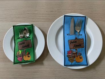 Preview: ITH - Stickdatei Bestecktasche Kuerbis mit Schild